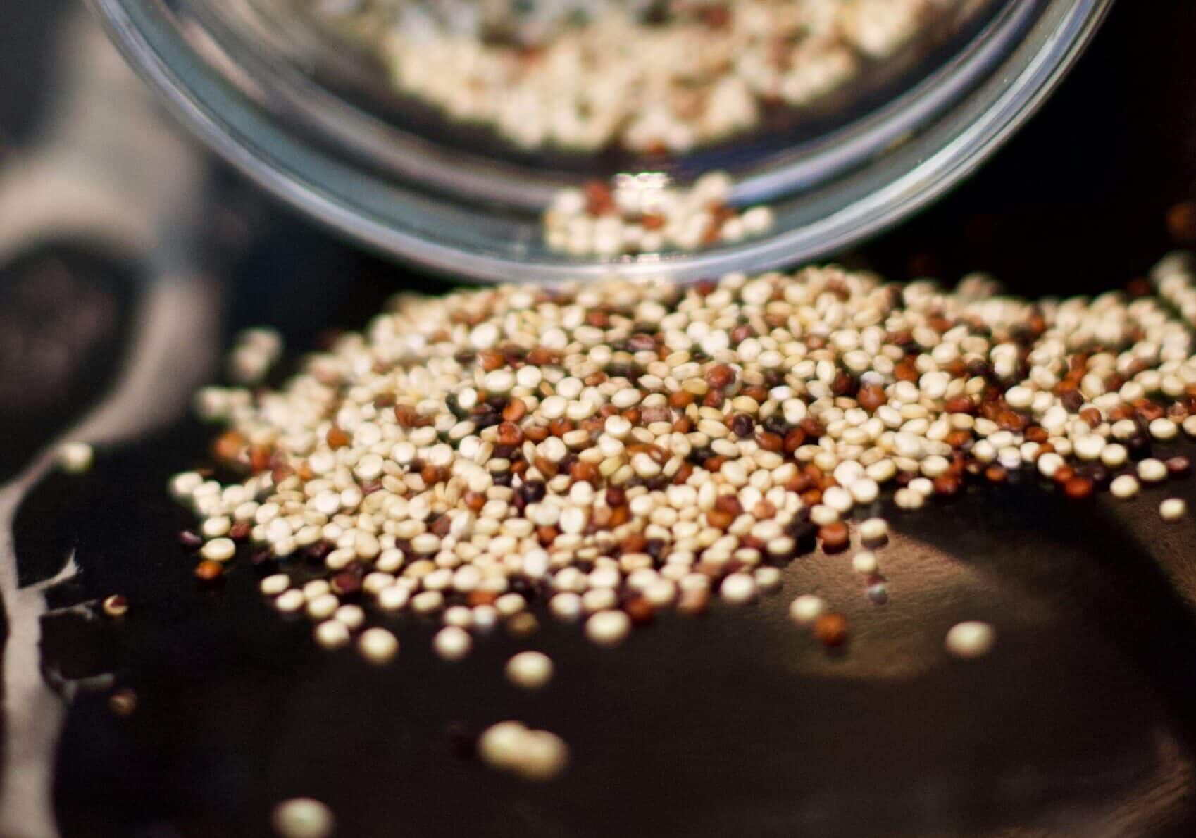 quinoa in clear glass jar