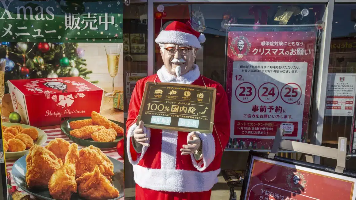 A statue of Colonel Sanders in a Santa outfit on December 23, 2020 in Tokyo, Japan.
