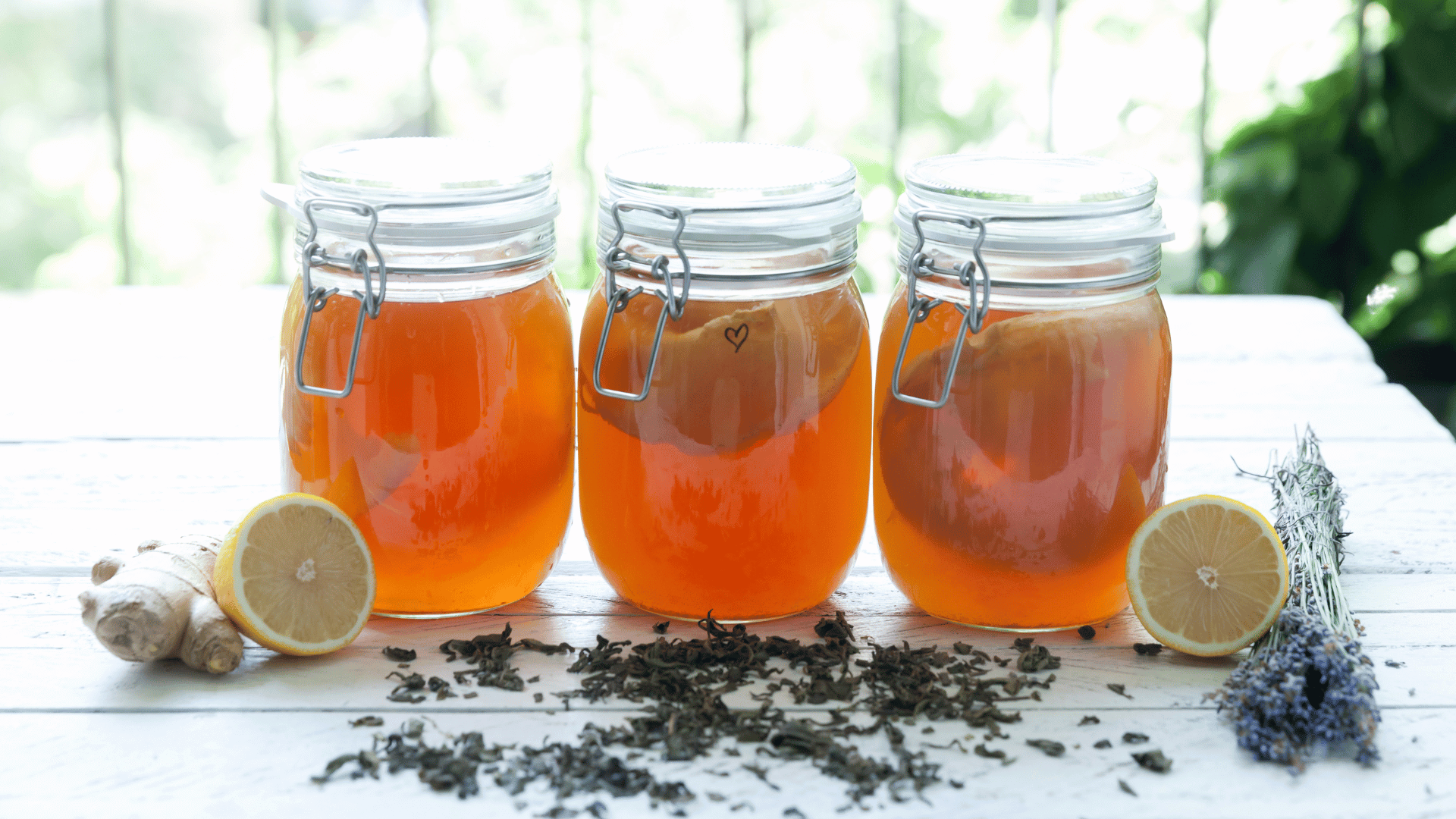 Fermentation setup showing tea powder, sugar, and a SCOBY ready to brew a fresh batch of kombucha.