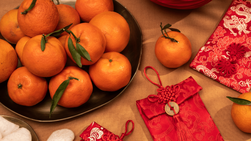 Oranges symbolizing good luck and prosperity during Chinese New Year