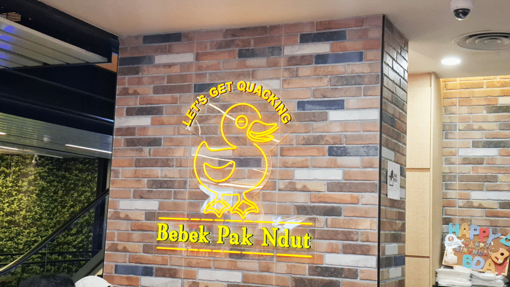 Bebek Goreng Pak Ndut Singapore official restaurant logo displayed at SingPost Centre outlet.
