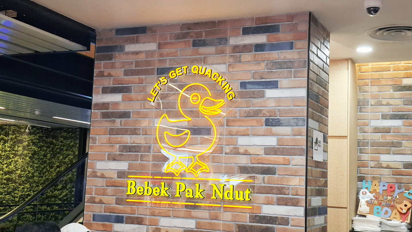 Bebek Goreng Pak Ndut Singapore official restaurant logo displayed at SingPost Centre outlet.