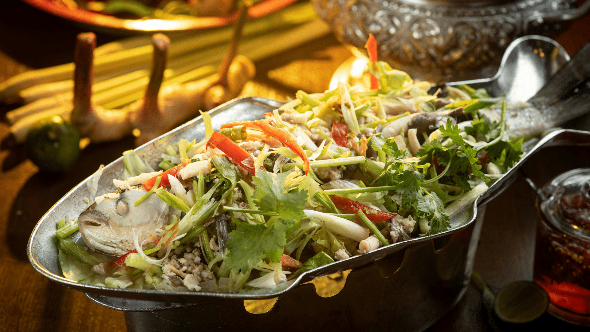 Whole fish served during Chinese New Year to symbolize abundance