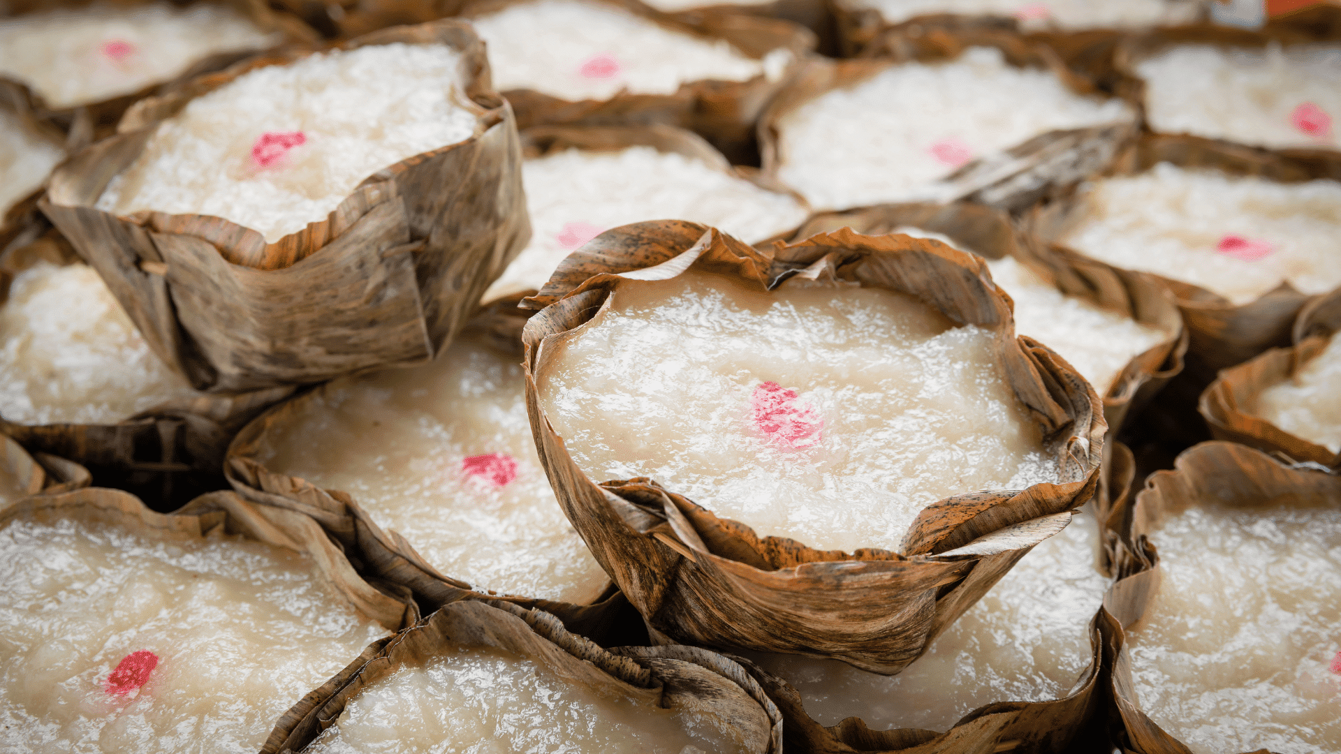 Traditional white Nian Gao Chinese glutinous rice cake in its original steamed form