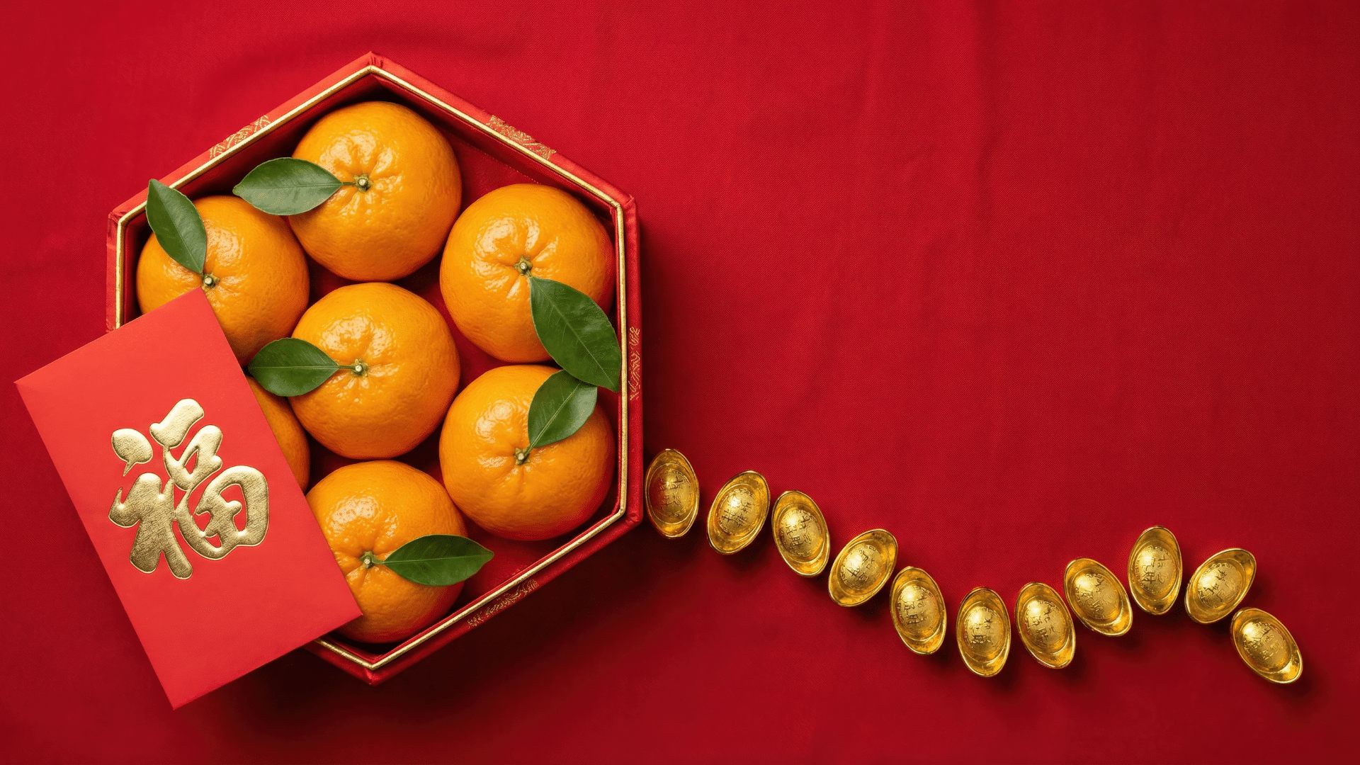 Mandarin oranges arranged as part of Lunar New Year traditions