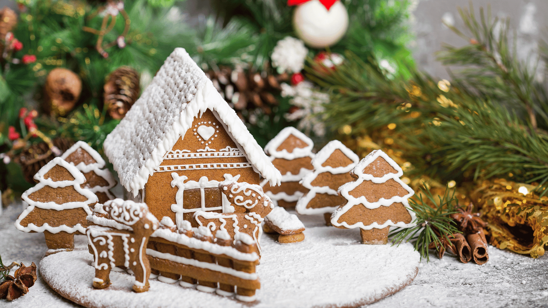 Gingerbread cookies served with a warm drink during the Christmas season