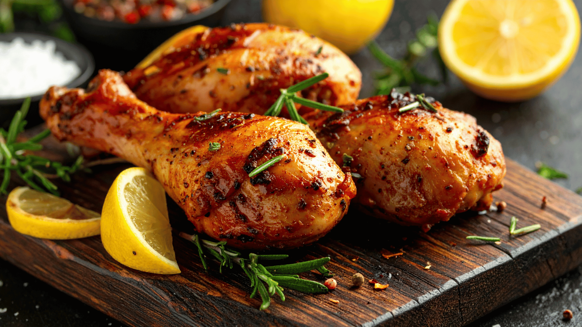 Whole roasted chicken cooked in an air fryer with crispy skin and juicy texture, similar to grilled chicken